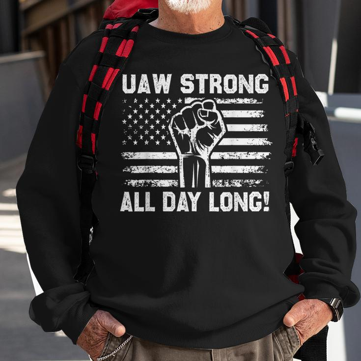 Uaw Strike Usa Flag Red United Auto Workers Picket Sign Sweatshirt Gifts for Old Men