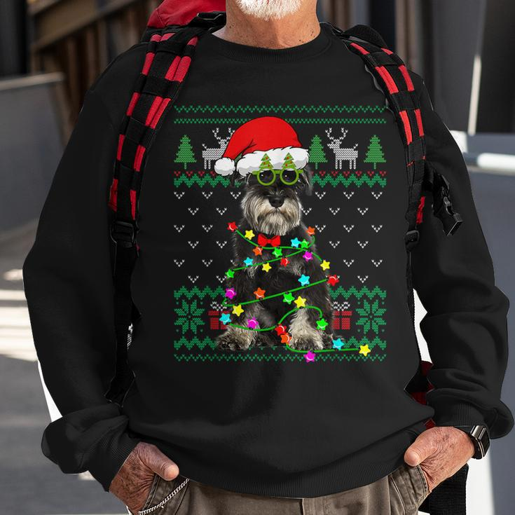 Ugly Sweater Christmas Lights Schnauzer Dog Puppy Lover Sweatshirt Gifts for Old Men