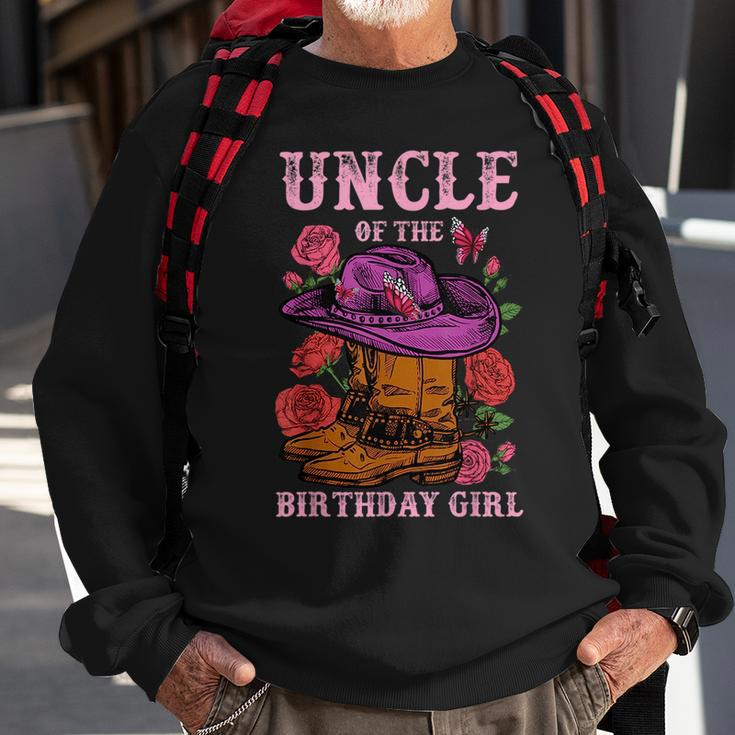 Uncle Of The Birthday Girl Pink Boots Cowgirl Matching Funny Gifts For Uncle Sweatshirt Gifts for Old Men