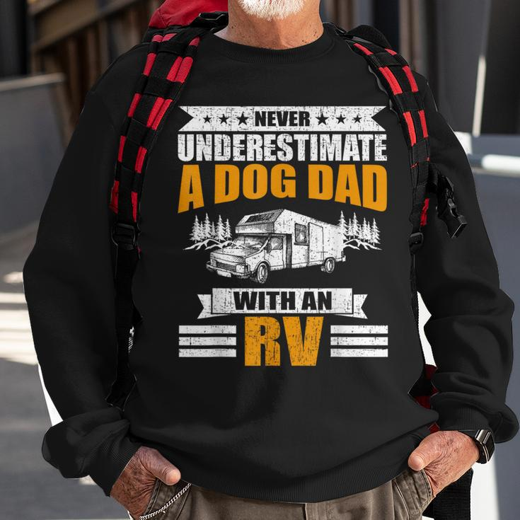 Never Underestimate A Dog Dad With An Rv Camping Sweatshirt Gifts for Old Men