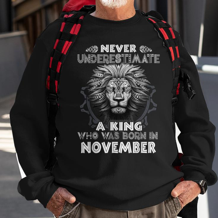 Never Underestimate A King Who Was Born In November Sweatshirt Gifts for Old Men