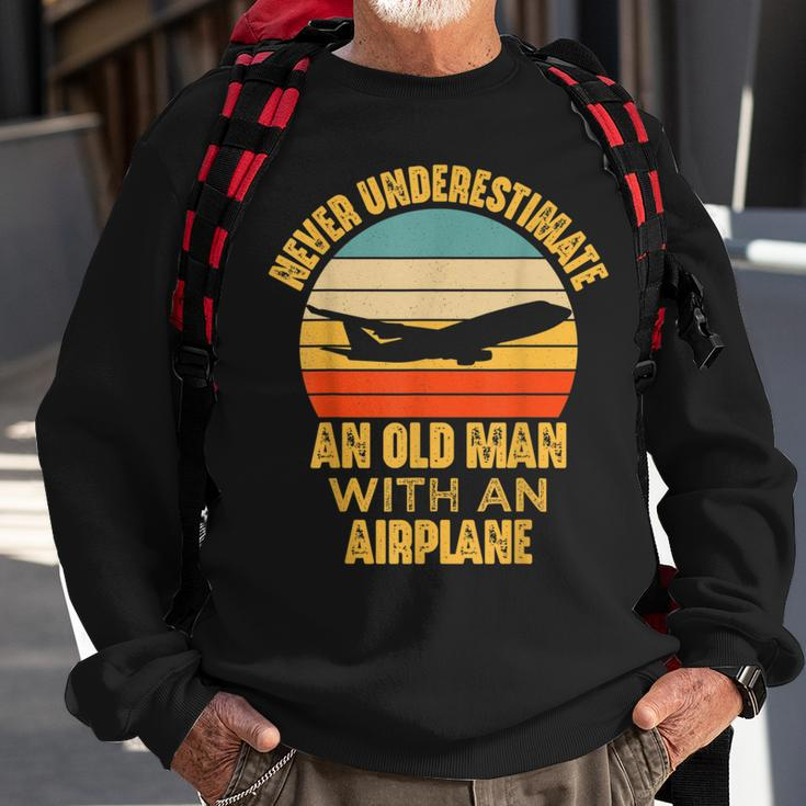 Never Underestimate An Old Man With Airplane Pilot Aviation Sweatshirt Gifts for Old Men