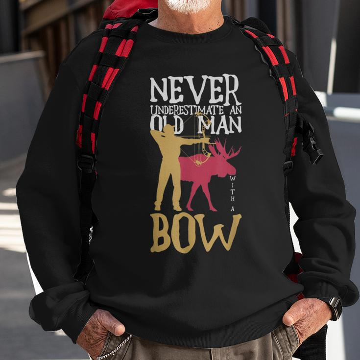 Never Underestimate An Old Man With A Bow Hunting Sweatshirt Gifts for Old Men