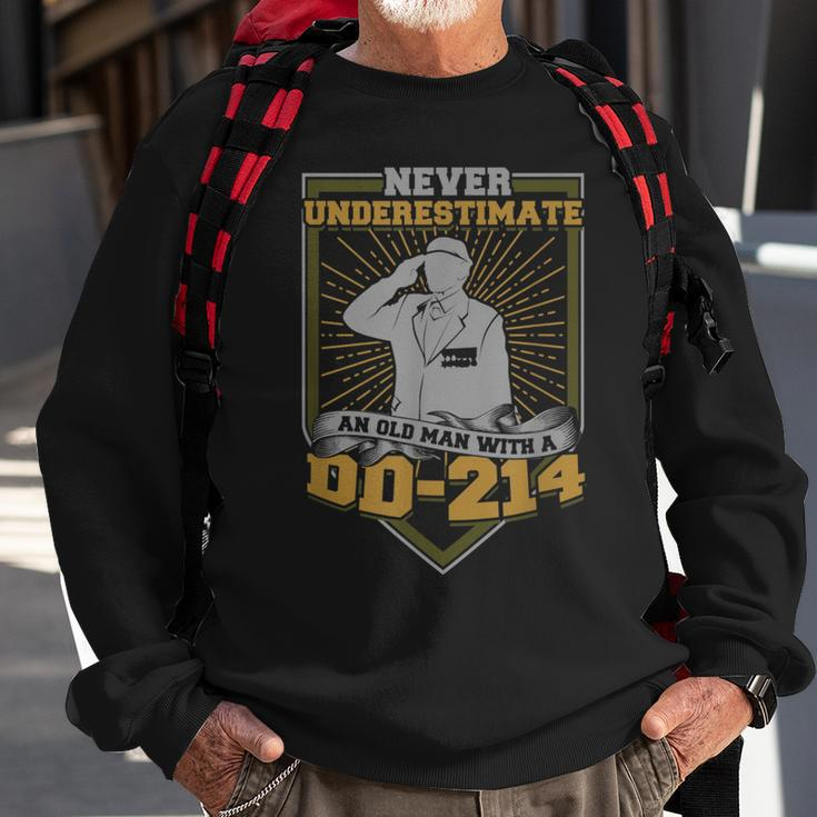 Never Underestimate An Old Man With A Dd-214 Military Sweatshirt Gifts for Old Men