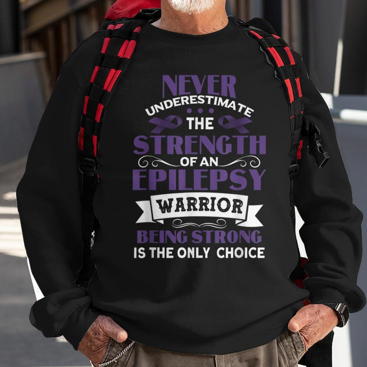 Never Underestimate The Strength Of Epilepsy Warrior Purple Sweatshirt Gifts for Old Men