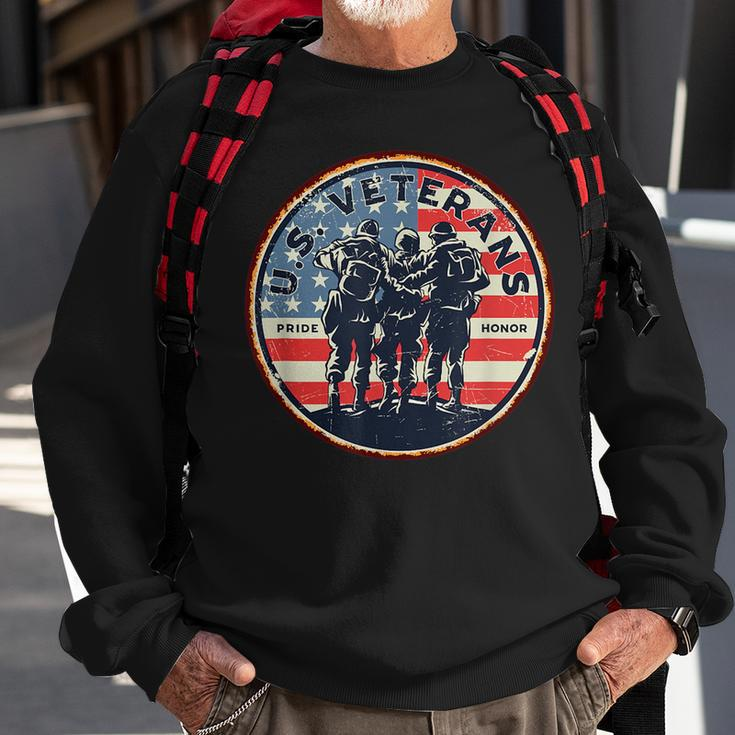 Us Army Veterans Pride Honor Military Us Flag Vintage Men Sweatshirt Gifts for Old Men