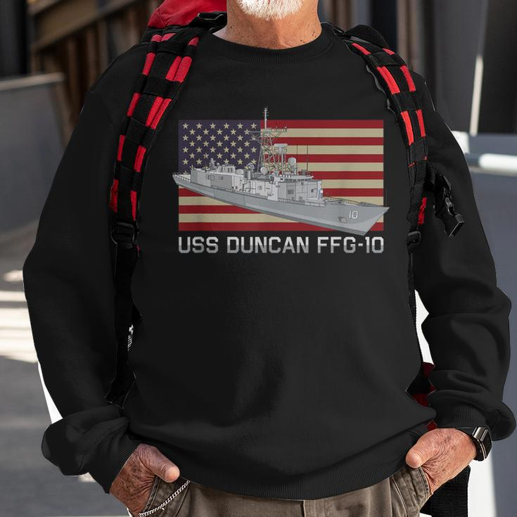 Uss Duncan Ffg-10 Ship Diagram American Flag Sweatshirt Gifts for Old Men