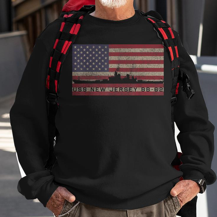 Uss New Jersey Bb 62 Battleship Usa American Flag Gift Sweatshirt Gifts for Old Men