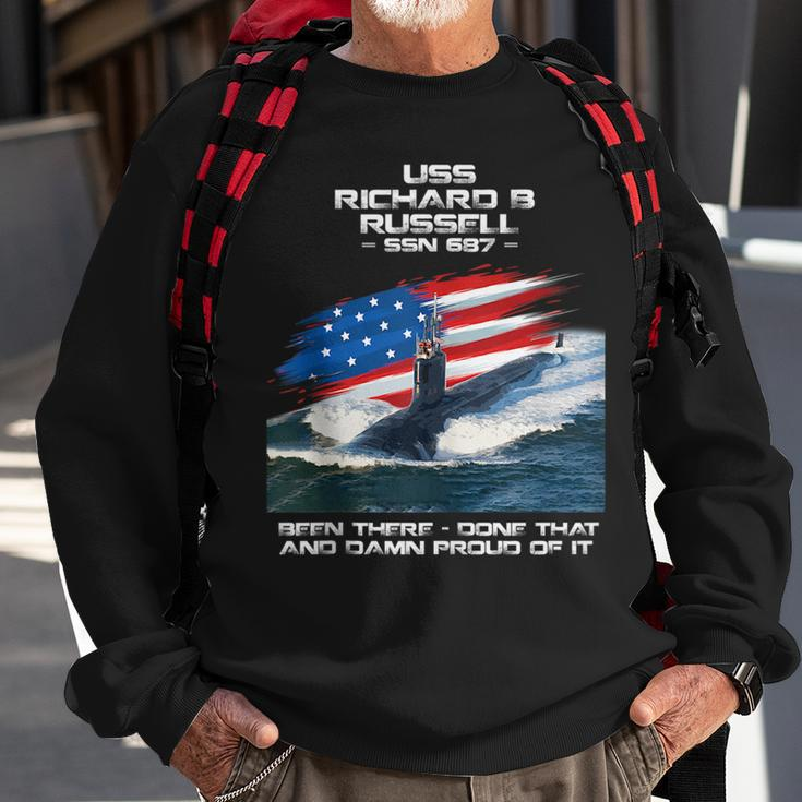 Uss Richard B Russell Ssn-687 American Flag Submarine Sweatshirt Gifts for Old Men