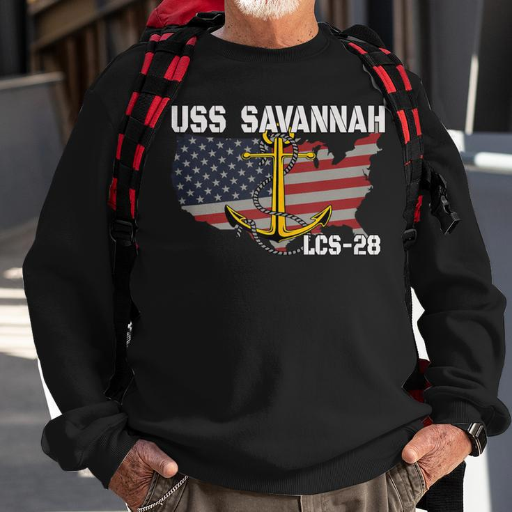 Uss Savannah Lcs-28 Littoral Combat Ship Veterans Day Father Sweatshirt Gifts for Old Men