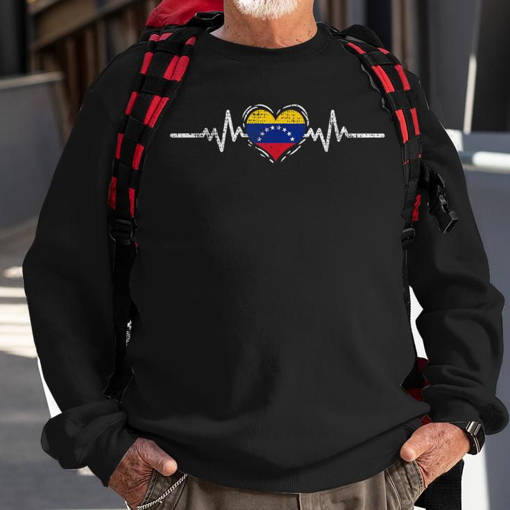 Venezuela Flag Heartbeat Venezuelan Roots Vintage Sweatshirt Gifts for Old Men