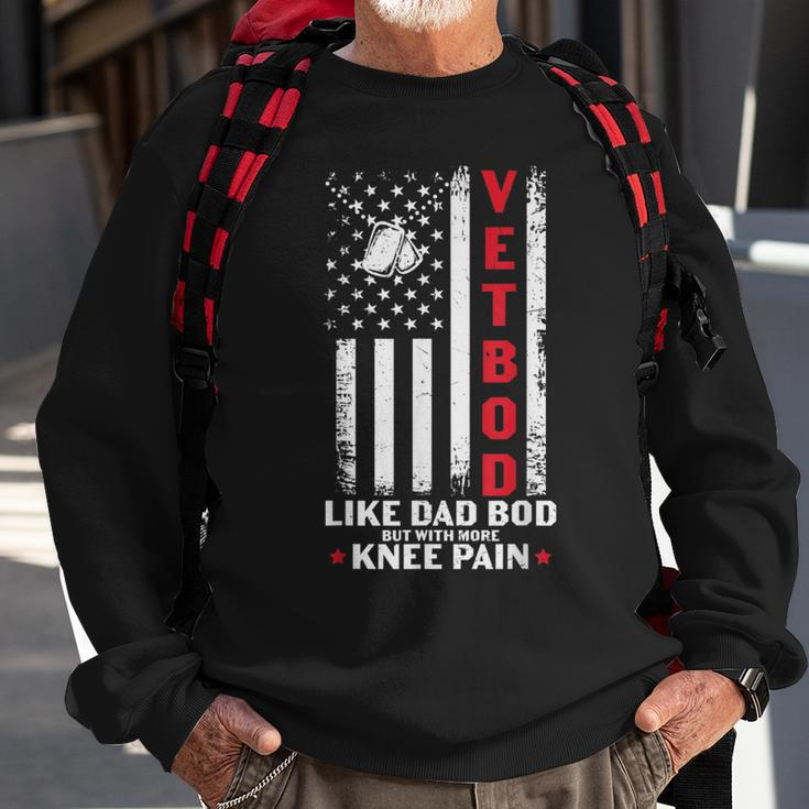 Vet Bod Like Dad Bod US Flag Dog Tag Veteran Sweatshirt Gifts for Old Men