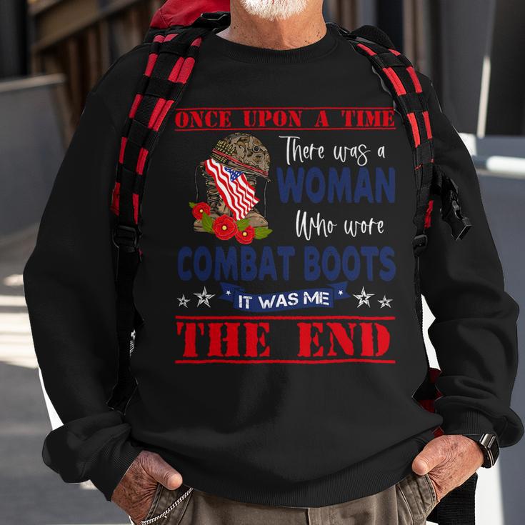 Veteran Vets There Was A Woman Who Wore Combat Boots Lady Veteran 2 Veterans Sweatshirt Gifts for Old Men