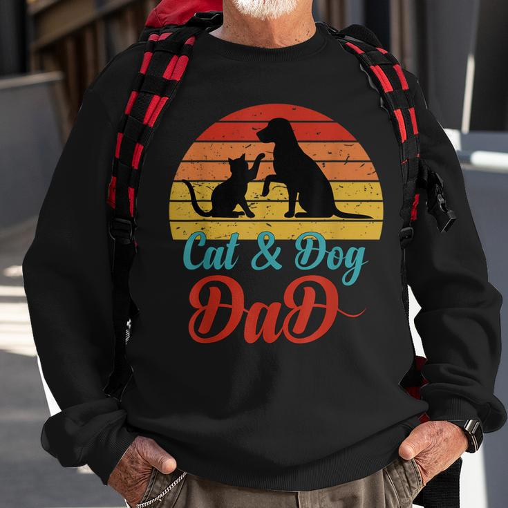 Vintage Cat And Dog Dad Owner Funny Father Daddy Pet Animal Sweatshirt Gifts for Old Men