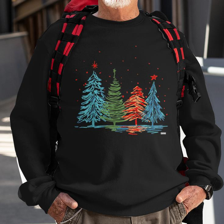 Vintage Christmas Trees Hand Drawing Christmas Trees Sweatshirt Gifts for Old Men