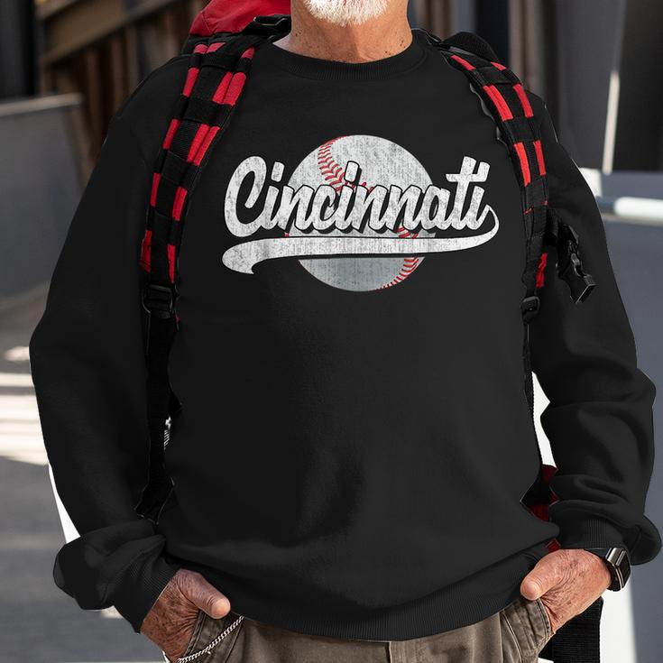 Vintage Cincinnati Graphic Funny Baseball Lover Player Retro Sweatshirt Gifts for Old Men