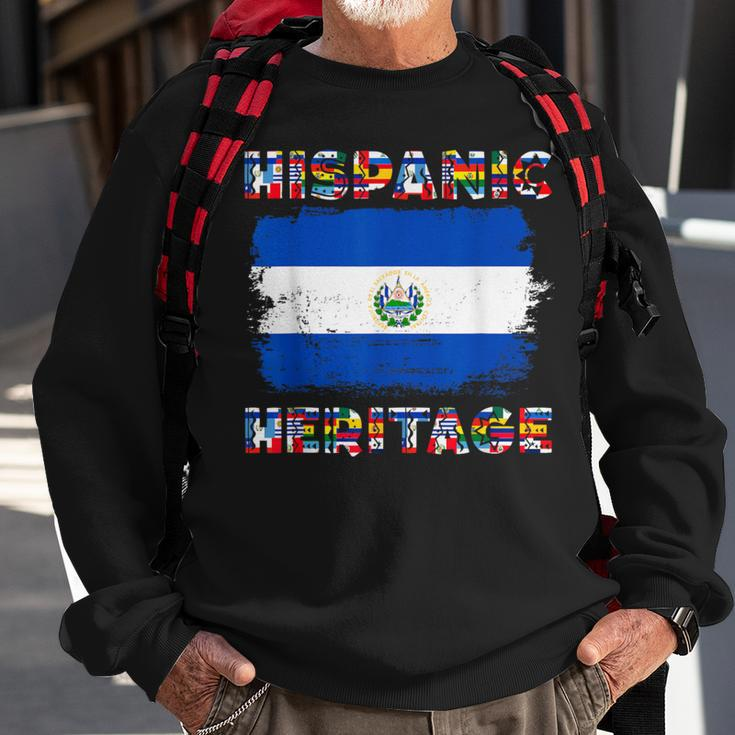 Vintage El Salvador Salvadorean Flag Hispanic Heritage Month Sweatshirt Gifts for Old Men