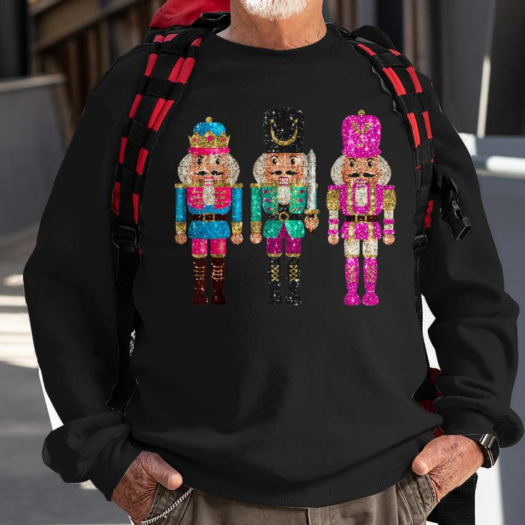Vintage Sequin Cheerful Sparkly Nutcrackers Christmas Sweatshirt Gifts for Old Men