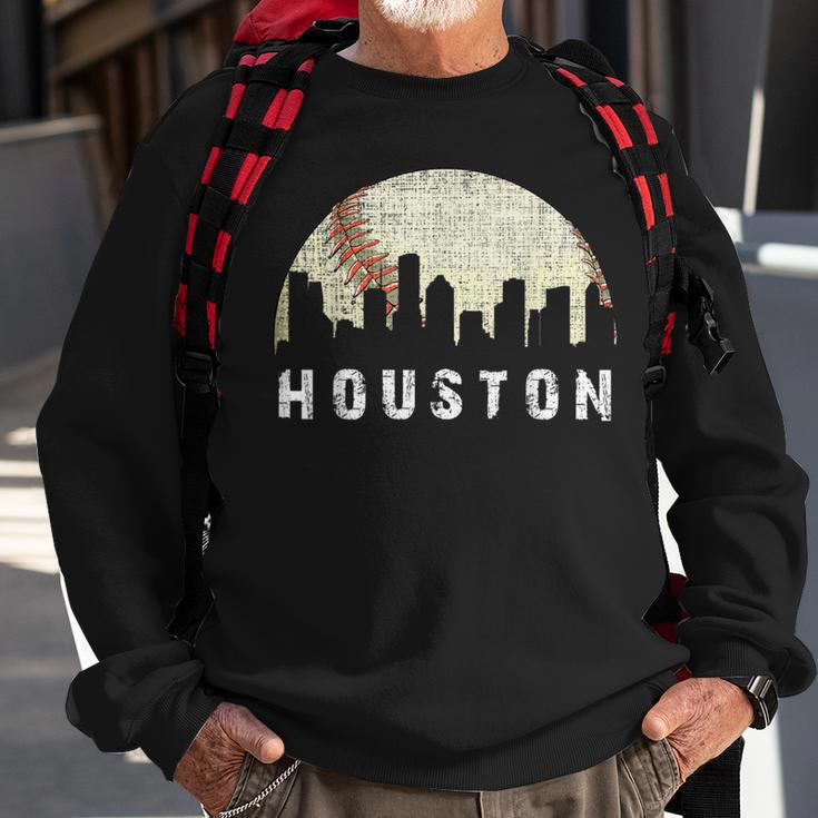 Vintage Houston Skyline City Baseball Met At Gameday Sweatshirt Gifts for Old Men