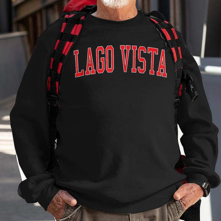 Vintage Lago Vista Tx Distressed Red Varsity Style Sweatshirt Gifts for Old Men