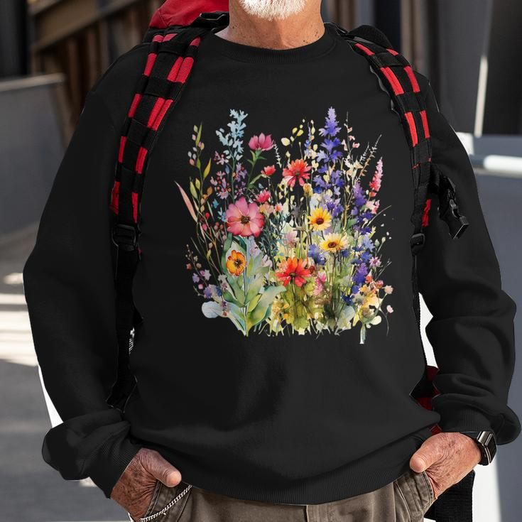 Vintage Nature Lover Botanical Floral Aesthetic Wildflowers Sweatshirt Gifts for Old Men