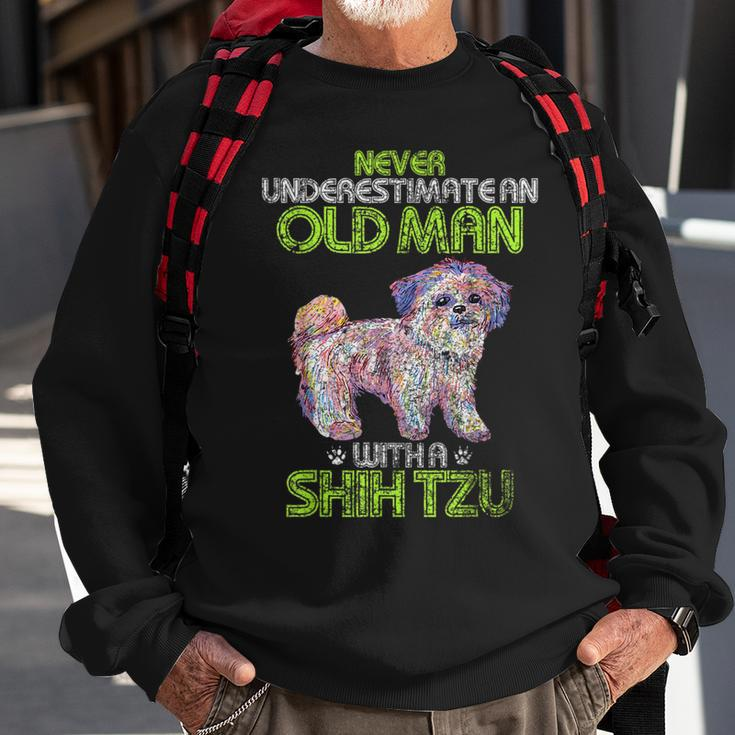 Vintage Never Underestimate An Old Man With A Shih Tzu Funny Gift For Mens Sweatshirt Gifts for Old Men