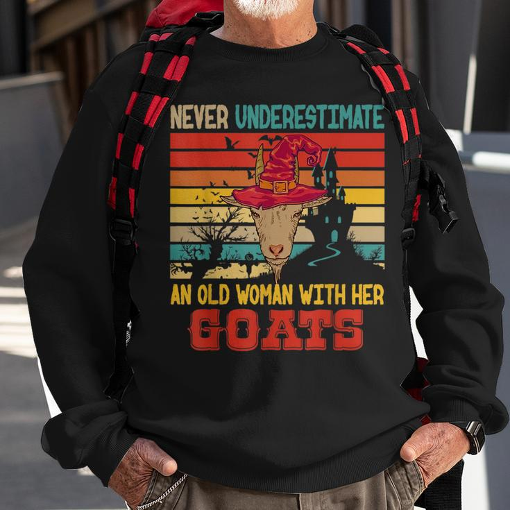 Vintage Never Underestimate An Old Woman With Her Goats Sweatshirt Gifts for Old Men