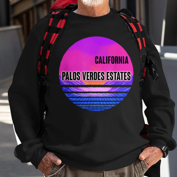 Vintage Palos Verdes Estates Vaporwave California Sweatshirt Gifts for Old Men