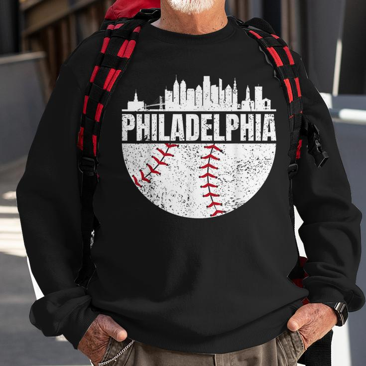 Vintage Philadelphia Skyline Baseball Retro Cityscap Sweatshirt Gifts for Old Men