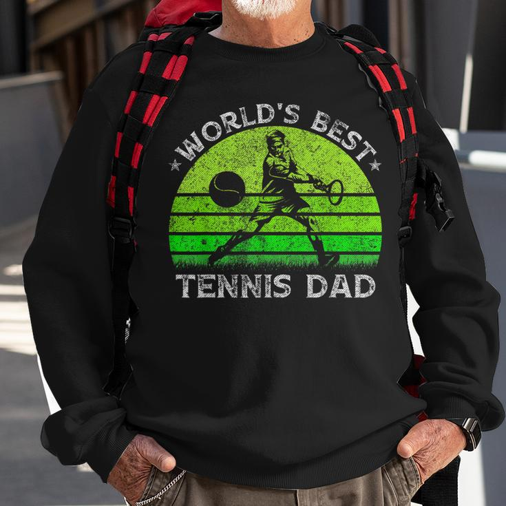 Vintage Retro Worlds Best Tennis Dad Silhouette Sunset Gift Sweatshirt Gifts for Old Men
