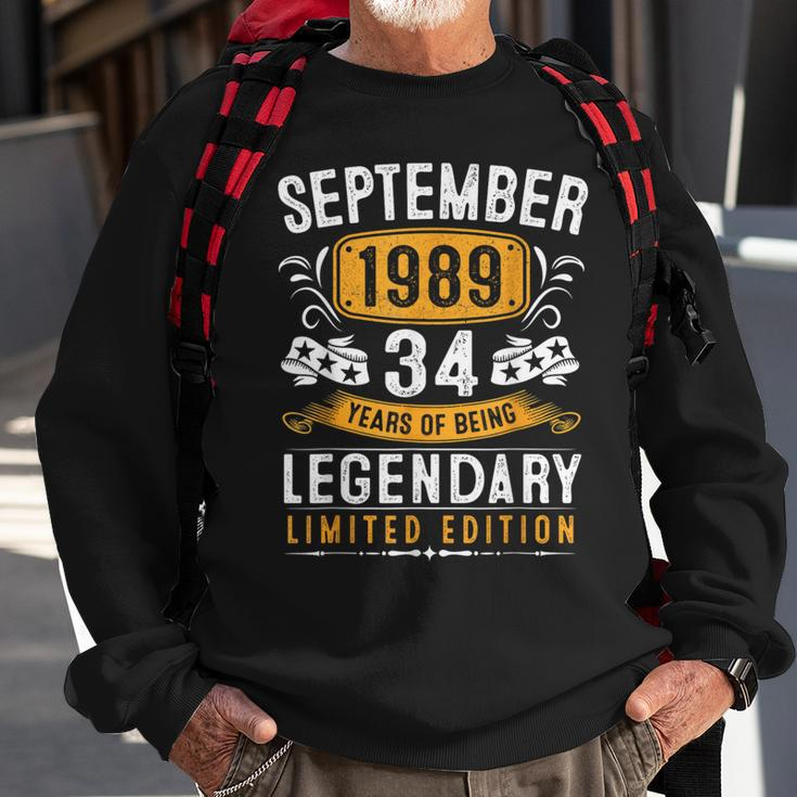 Vintage September 1989 34 Years Old 34Th Birthday Sweatshirt Gifts for Old Men