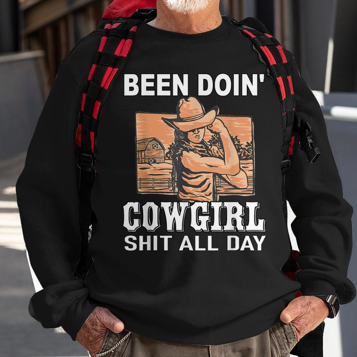 Vintage Sunset Been Doing Cowgirl Shit All Day Cowgirl Sweatshirt Gifts for Old Men