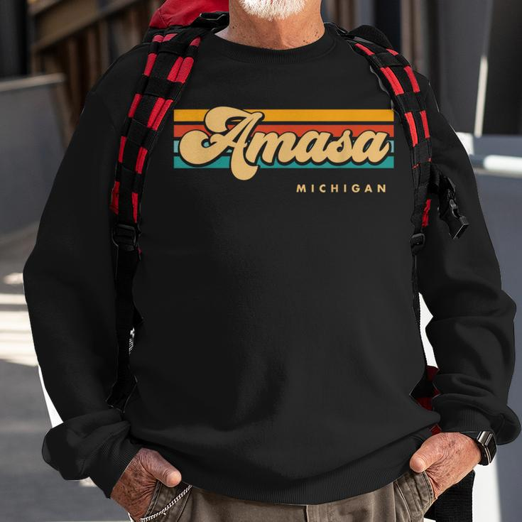 Vintage Sunset Stripes Amasa Michigan Sweatshirt Gifts for Old Men