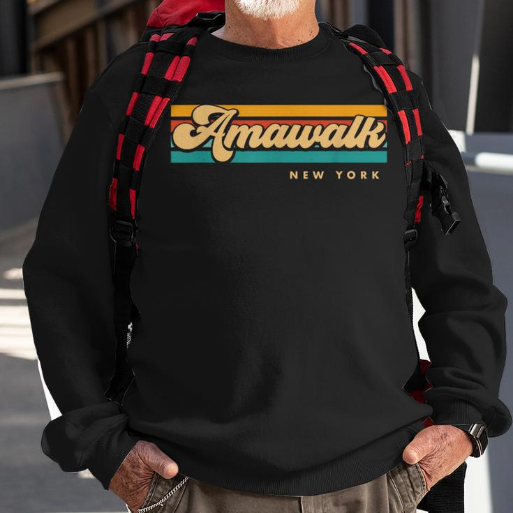 Vintage Sunset Stripes Amawalk New York Sweatshirt Gifts for Old Men