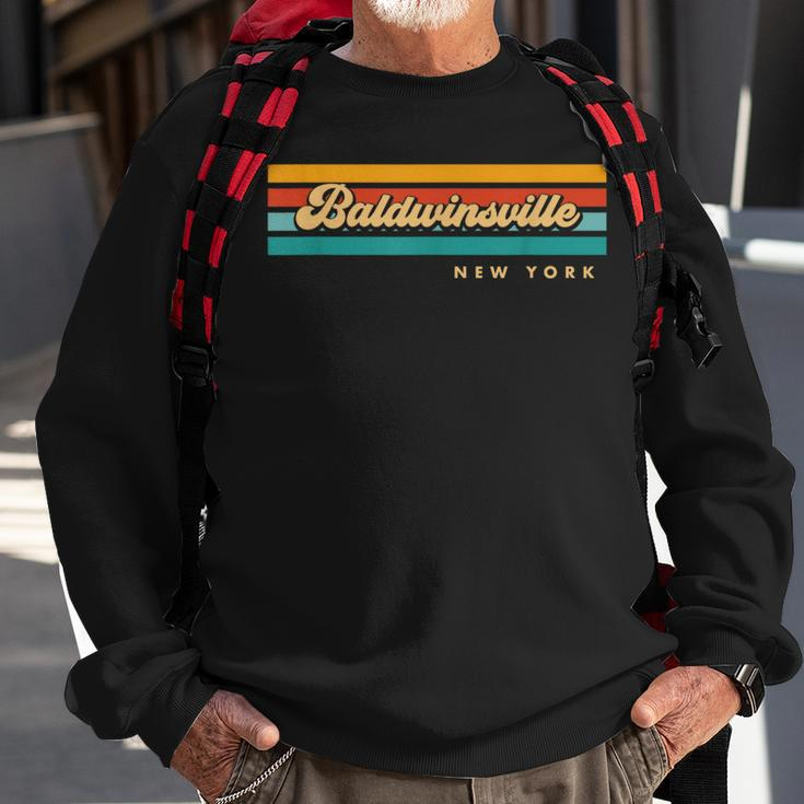 Vintage Sunset Stripes Baldwinsville New York Sweatshirt Gifts for Old Men
