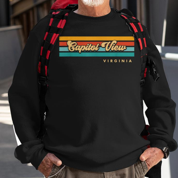 Vintage Sunset Stripes Capitol View Virginia Sweatshirt Gifts for Old Men