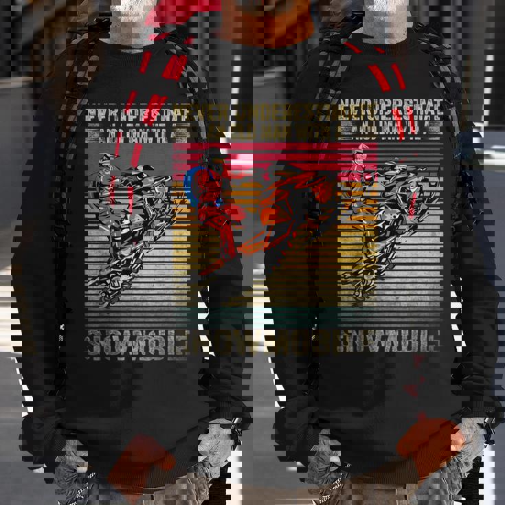 Vintage Never Underestimate An Old Man With A Snowmobile Sweatshirt Gifts for Old Men