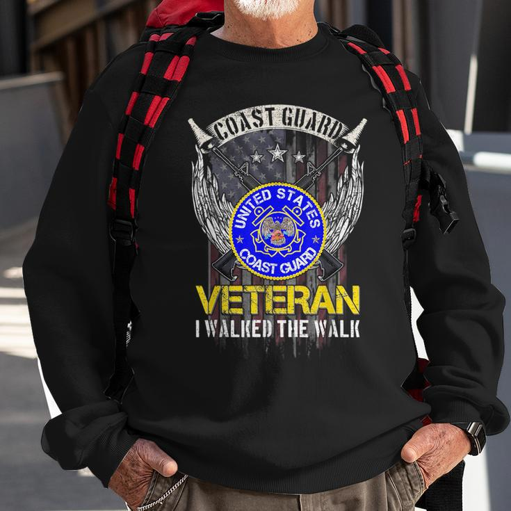Vintage Usa Flag Us Coast Guard Veteran I Walked The Walk Veteran Funny Gifts Sweatshirt Gifts for Old Men