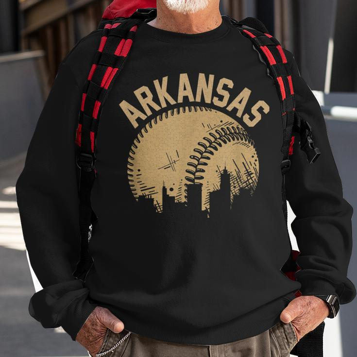 Vintage Usa State Fan Player Coach Arkansas Baseball Sweatshirt Gifts for Old Men