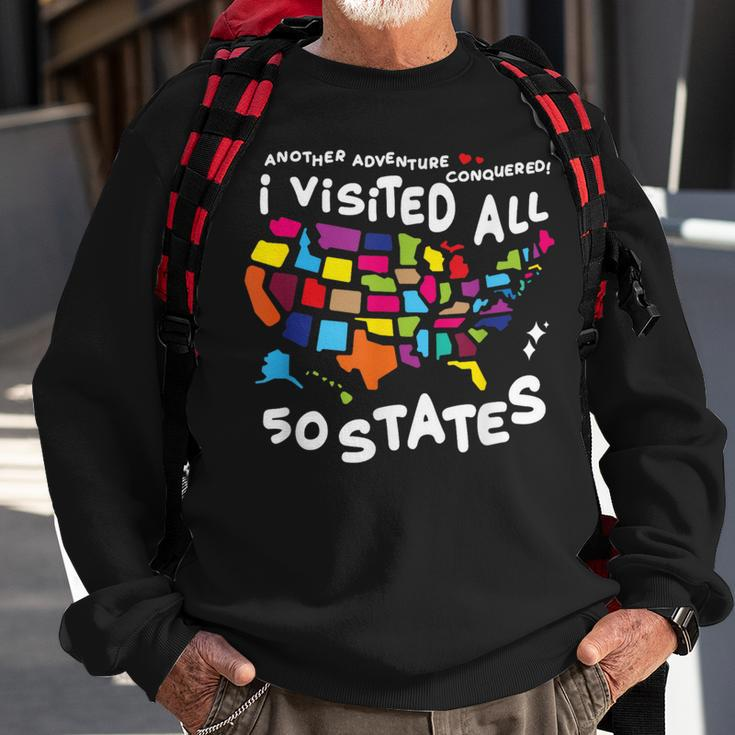 I Visited All 50 States Us Map Travel Challenge Sweatshirt Gifts for Old Men