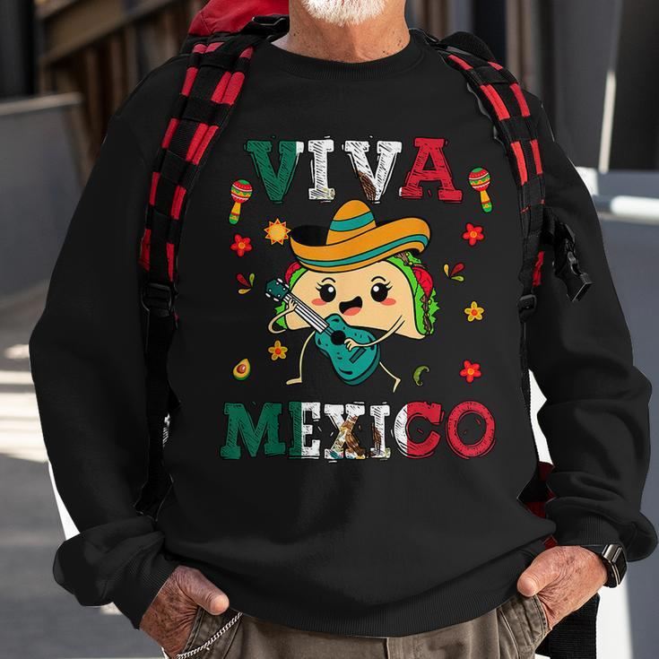 Viva Mexico Mexican Flag Independence Day Cute Taco Sweatshirt Gifts for Old Men