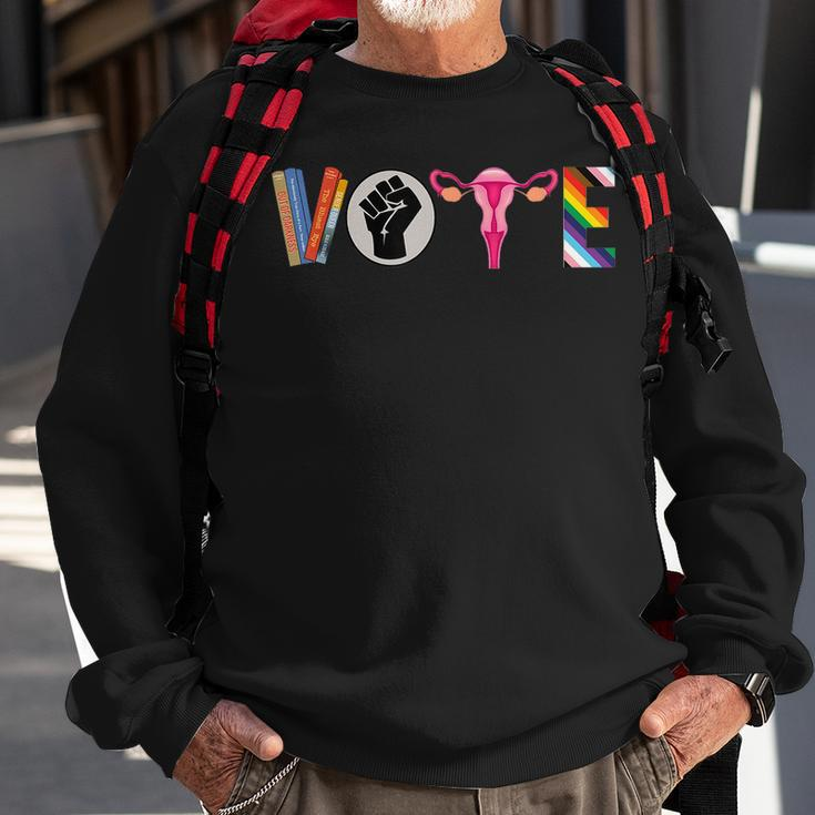 Vote Banned Books Reproductive Rights Blm Political Activism Sweatshirt Gifts for Old Men