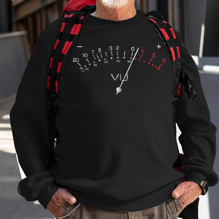 Vu Meter Back Print Sound Engineer Hi-Fi Analog Sweatshirt Gifts for Old Men