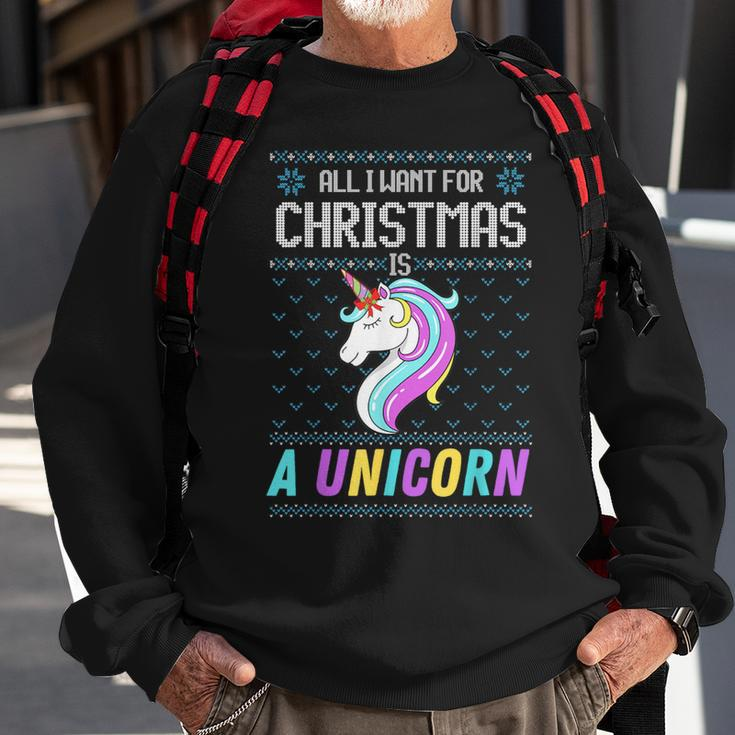 All I Want For Christmas Is A Unicorn Ugly Sweater Xmas Fun Sweatshirt Gifts for Old Men