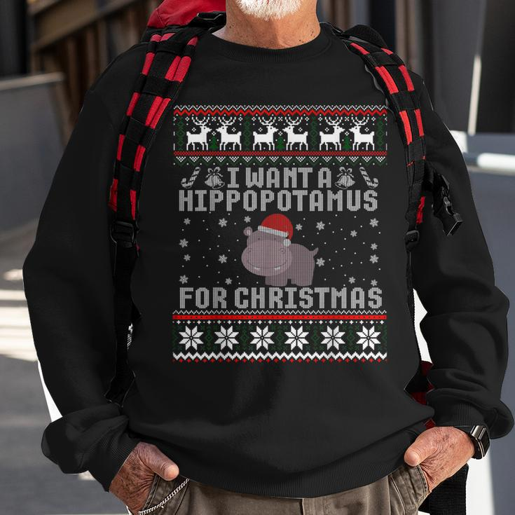 I Want A Hippopotamus For Christmas Hippo Ugly Sweater Sweatshirt Gifts for Old Men