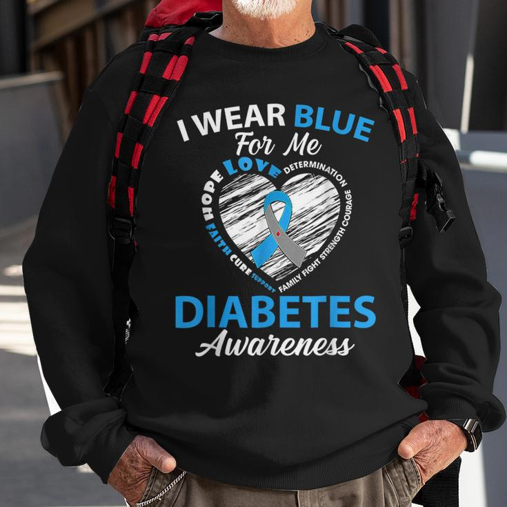 I Wear Blue For Me Type 1 Diabetes Awareness Month Warrior Sweatshirt Gifts for Old Men