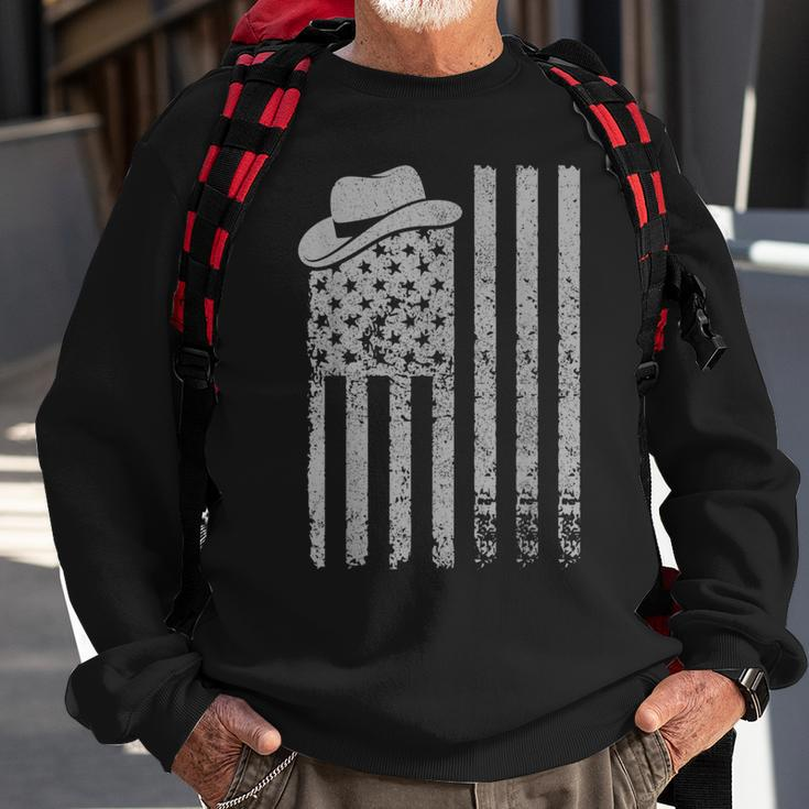 Western American Us Flag Patriotic Cowboy Men Boys Kids Usa Patriotic Funny Gifts Sweatshirt Gifts for Old Men