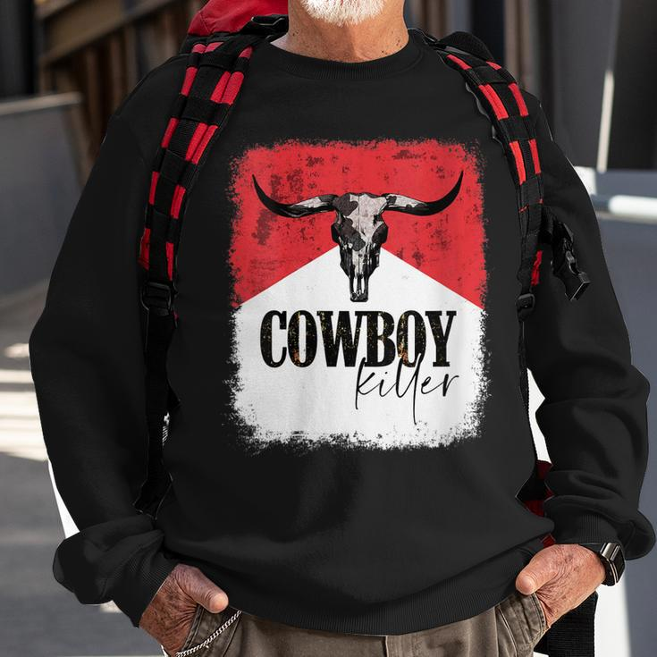 Western Bull Skull Cowboy Killer Cowgirl Gift For Womens Sweatshirt Gifts for Old Men