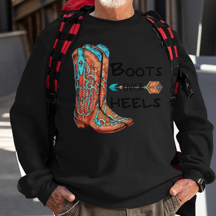 Western Cowgirl Boots Over Heels Cowboy Boots Country Girl Sweatshirt Gifts for Old Men
