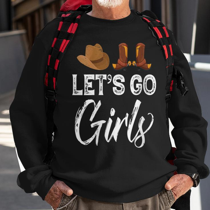 Western Cowgirl Country Cowboy Boots Hat Lets Go Girls Gift For Womens Sweatshirt Gifts for Old Men
